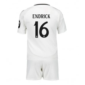 Real Madrid Endrick #16 Dětské Domácí dres komplet 2024-25 Krátký Rukáv (+ trenýrky)